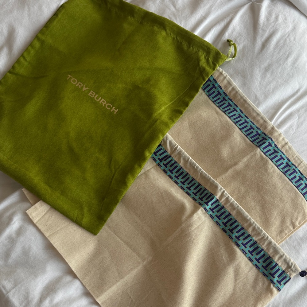Tory Burch Olive and Beige Dust Bags
